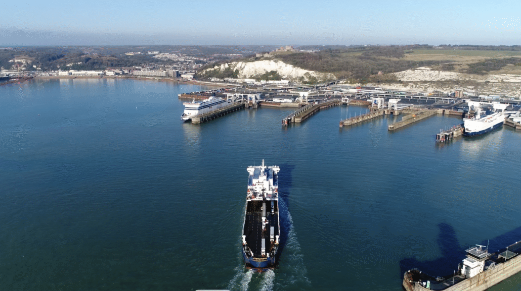 A ferry approaching the Port of Dover.