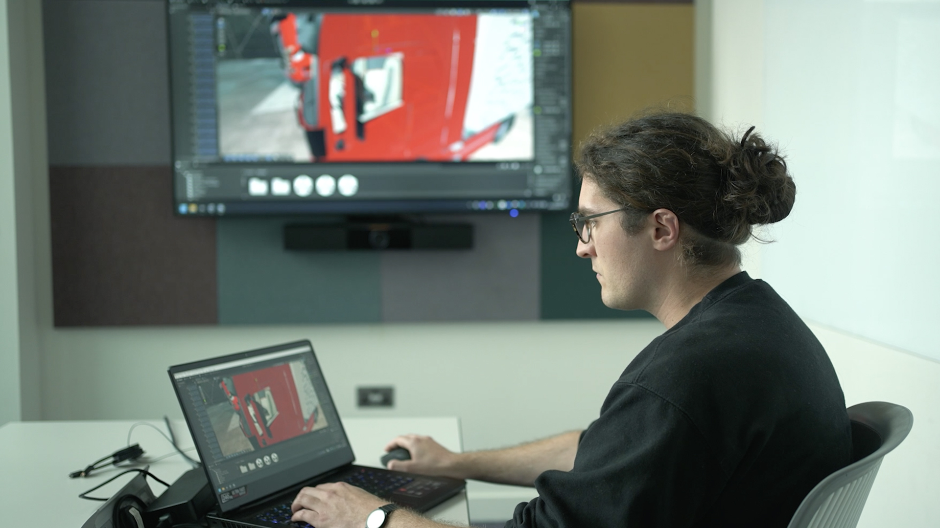 Andrew Goodsell, a TransiT researcher at University of Glasgow, working on his virtual reality research for digital twinning.