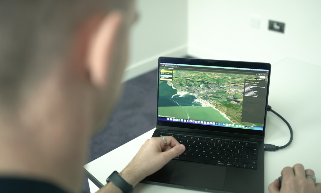TransiT researcher Daniel Mitchell accessing UK Power Networks Datasets within his visualisation dashboard at the Port of Dover.