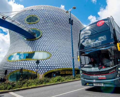 A National Express bus in Birmingham. Photo by National Express.