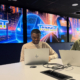 TransiT research students Yakubu Isah (left) and Mustafeez Khanzada in the research hub’s Transport Intelligence Lab.